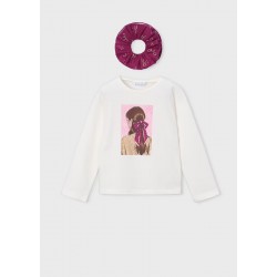 Mayoral Cream top with hair scrunchie 