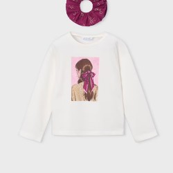 Mayoral Cream top with hair scrunchie 