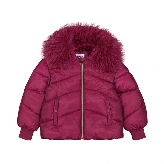 Mayoral Raspberry fur trim jacket Mayoral Raspberry fur trim jacket
