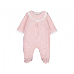 Mayoral Pink velour cloud collard babygrow 