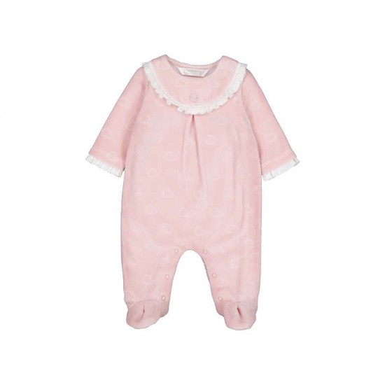 Mayoral Pink velour cloud collard babygrow 
