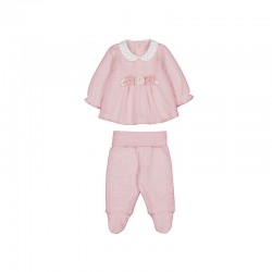 Mayoral Pink Velour flower top + bottoms