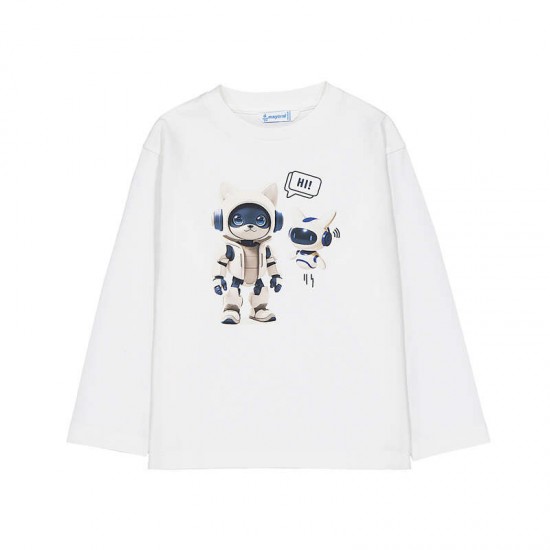 Mayoral Cream long sleeved Robot top 