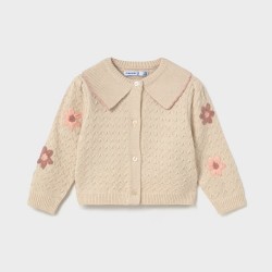 Mayoral Cream/Beige flower knit cardigan 