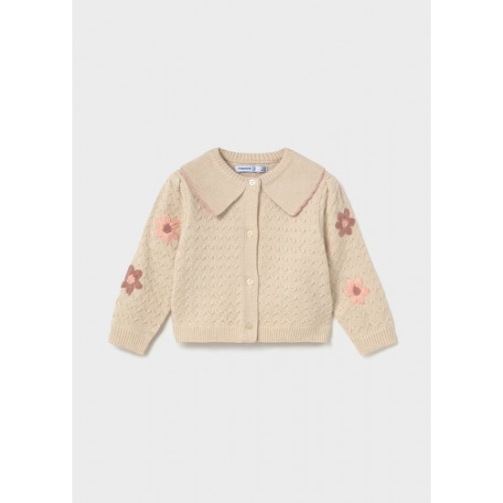 Mayoral Cream/Beige flower knit cardigan 