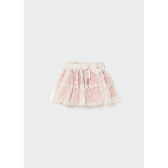 Mayoral Cream/Pink flower tutu skirt 