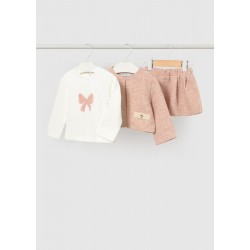 Mayoral Pink 3 piece skirt top + cardigan set Mayoral Pink 3 piece skirt top + cardigan set