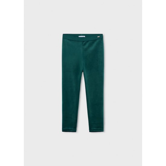 Mayoral Cream top + Green velour leggings 