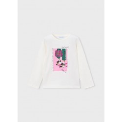 Mayoral Cream top + Green velour leggings 