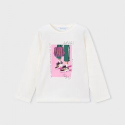 Mayoral Cream top + Green velour leggings 