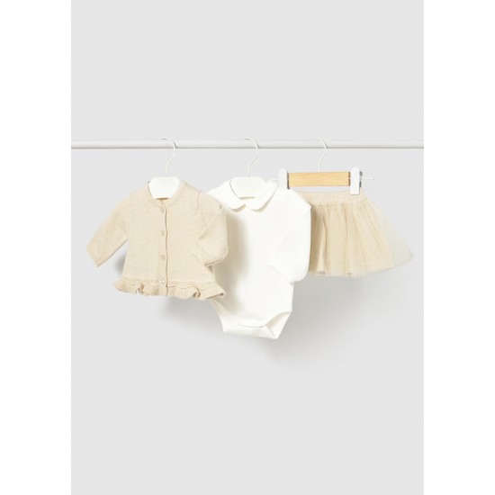 Mayoral Cream 3 piece Cardi/Top/Tutu set