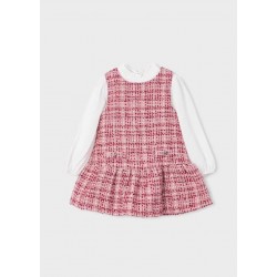 Mayoral Raspberry tweed pinafore + blouse 
