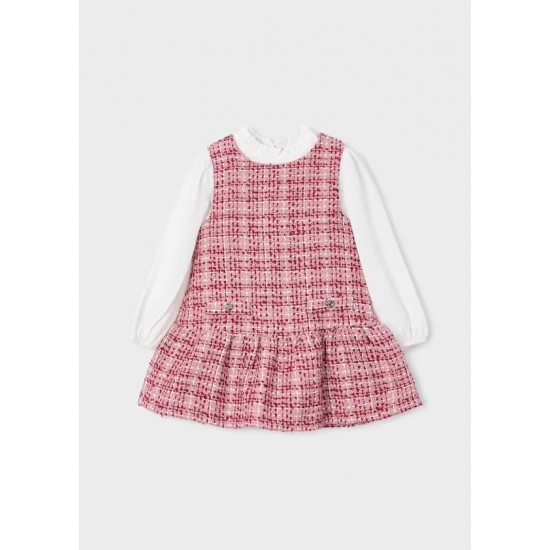 Mayoral Raspberry tweed pinafore + blouse Mayoral Raspberry tweed pinafore + blouse