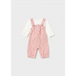 Mayoral Cream/Pink dungaree set 