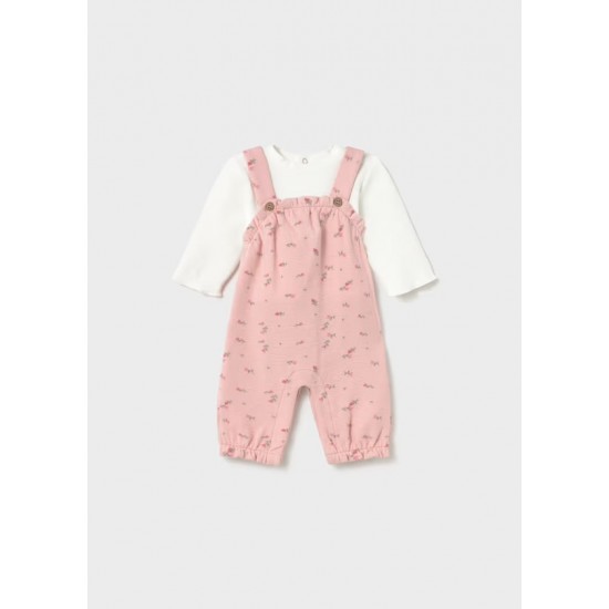 Mayoral Cream/Pink dungaree set Mayoral Cream/Pink dungaree set