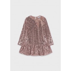 Mayoral Pink sequin bow dress