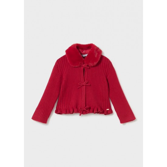 Mayoral Red Knit bow cardigan 