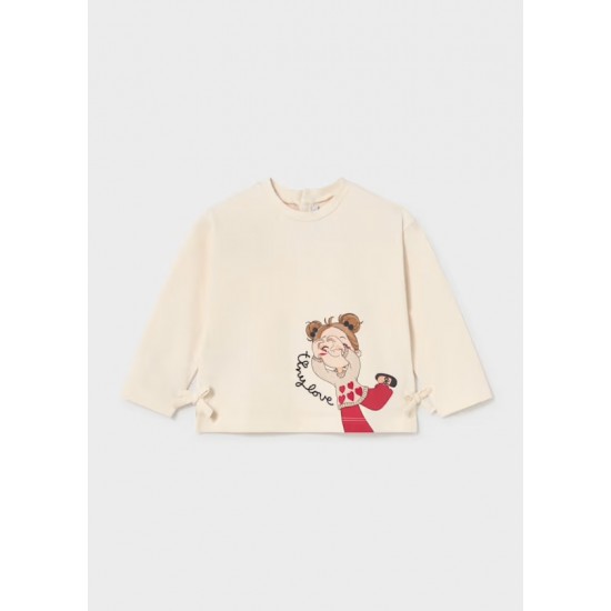 Mayoral Cream top with Red heart legging set 