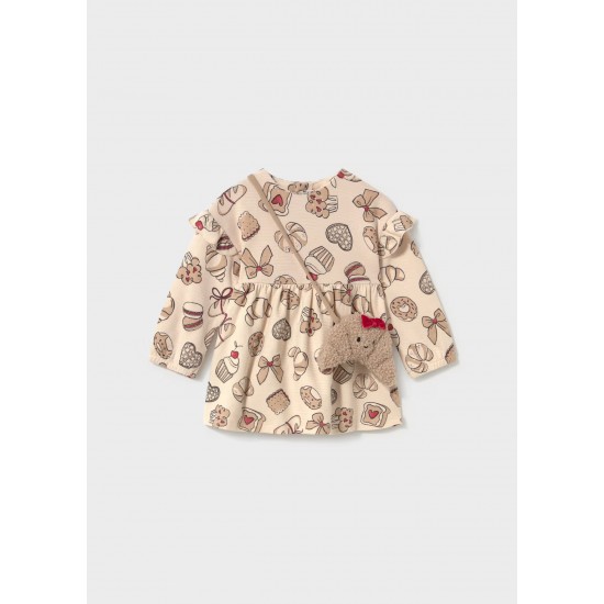 Mayoral Cream/Red pastry dress with croissant bag 