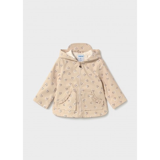 Mayoral Cream heart print waterproof jacket 