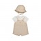 Mayoral Beige dungaree + hat set 