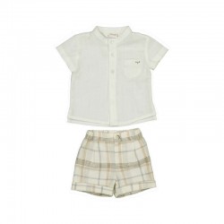 Mayoral Cream shirt + Checked shorts 