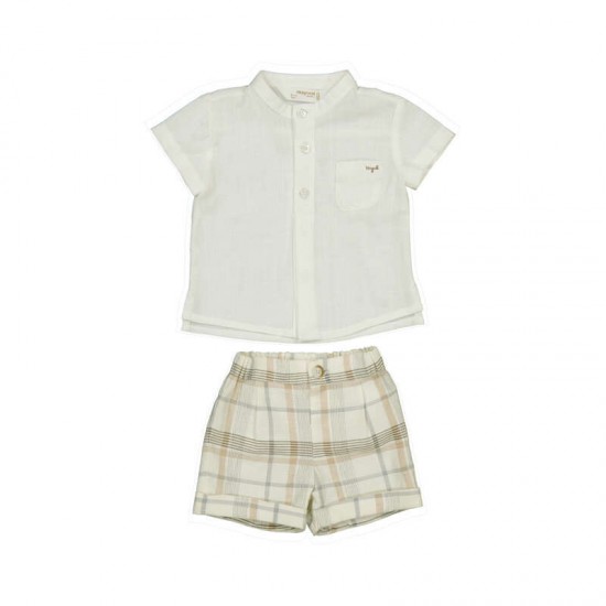Mayoral Cream shirt + Checked shorts 