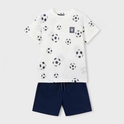 Mayoral White football top + navy shorts set