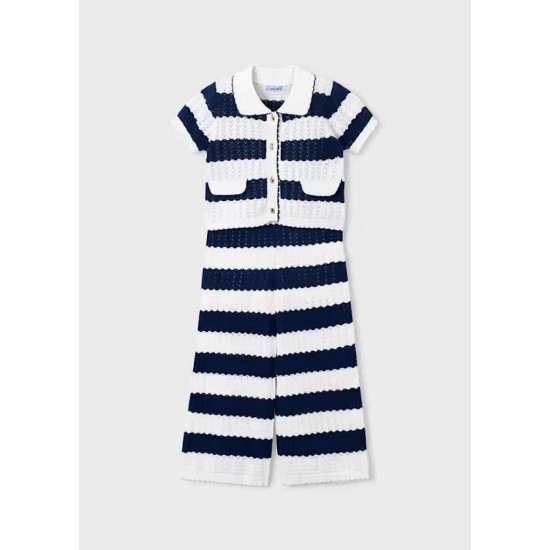 Mayoral Navy/Cream knit trouser set 