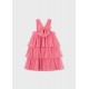 Mayoral Coral pink flare front bow dress