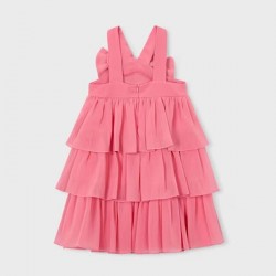 Mayoral Coral pink flare front bow dress