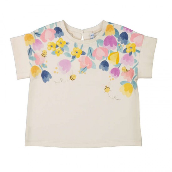 Mayoral Cream flower/bee t-shirt + Lilac flare trousers 