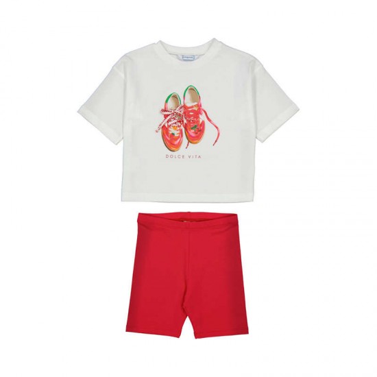 Mayoral White t-shirt + cycling short set 