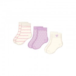 Mayoral Cream hearts/Lilac/Cream 3 pack socks 