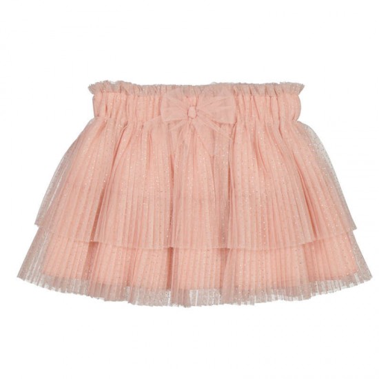 Mayoral Cream t-shirt + Peach sparkle tutu skirt 