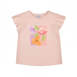Mayoral Peach Flowers t-shirt and short set 