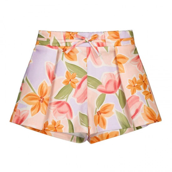 Mayoral Peach Flowers t-shirt and short set 