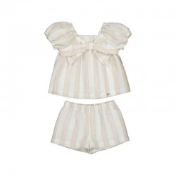 Mayoral Beige/Cream stripe 2 piece short set 