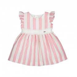 Mayoral Pink/Cream stripe dress 