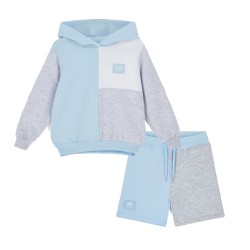 Mitch & Son Blue Omar cut & sew hooded short set 