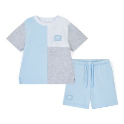 Mitch & Son Blue Otto cut & sew t-shirt short set 