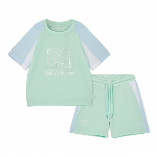 Mitch & Son Mint Ollie poly logo short set 