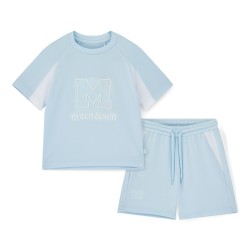 Mitch & Son Blue Ollie poly logo short set 