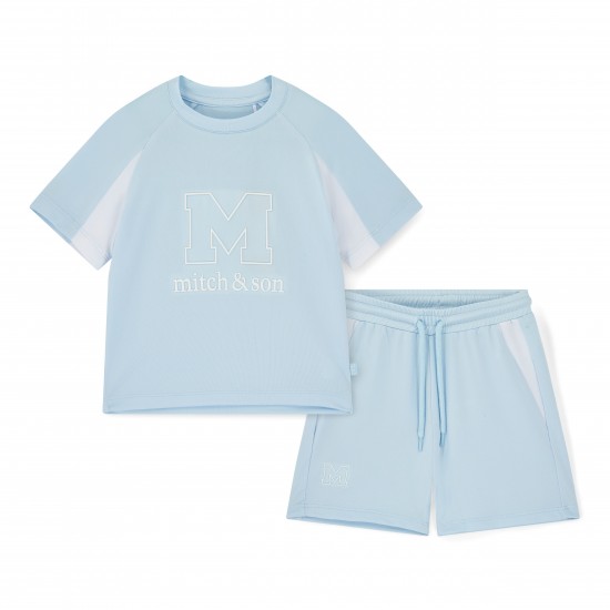 Mitch & Son Blue Ollie poly logo short set 