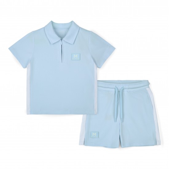 Mitch & Son Blue Osiris poly polo short set 