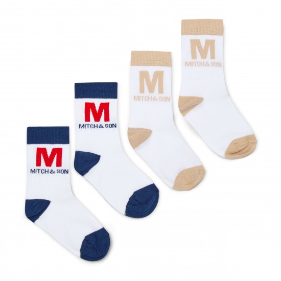 Mitch & Son White Paden 2 pack socks 