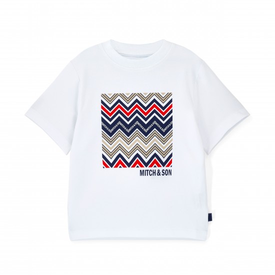 Mitch & Son White Pedro AOP graphic T-shirt and swimshorts 