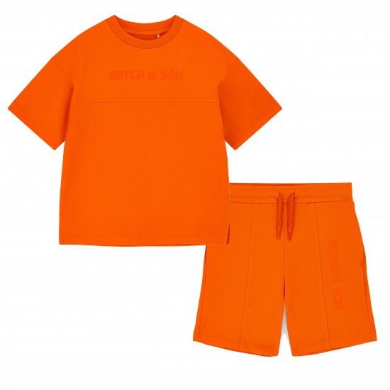 Mitch & Son Orange Rory dropped shoulder short set 