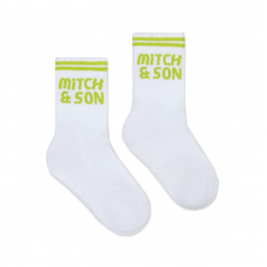 Mitch & Son Lime Green Rocco logo sport socks 