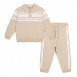 Mitch & Son Beige Travis knitted tracksuit
